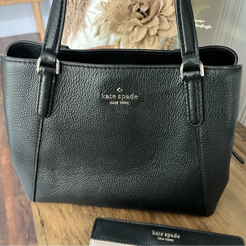 Kate Spade Medium Triple Compartment Satchel Jackson Black With Wallet